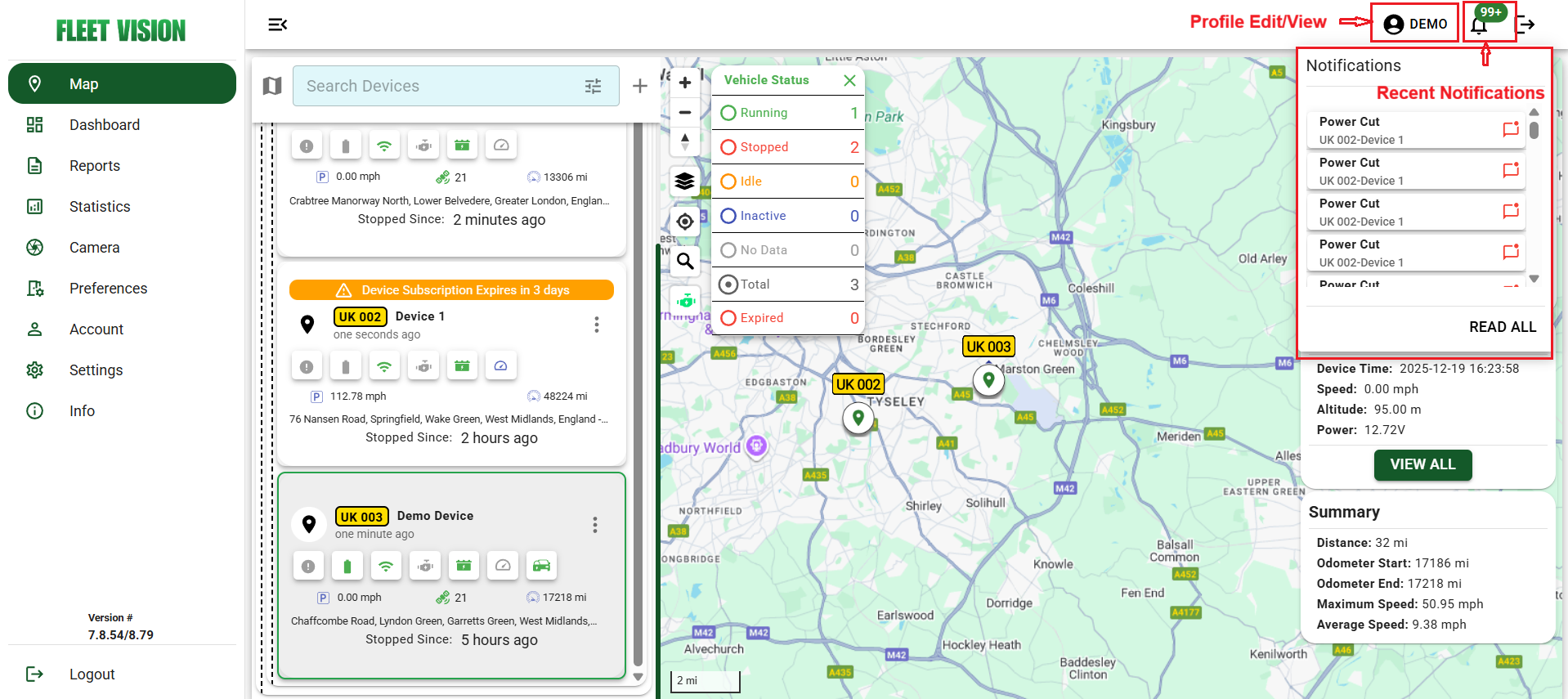 Maps Notification Tab